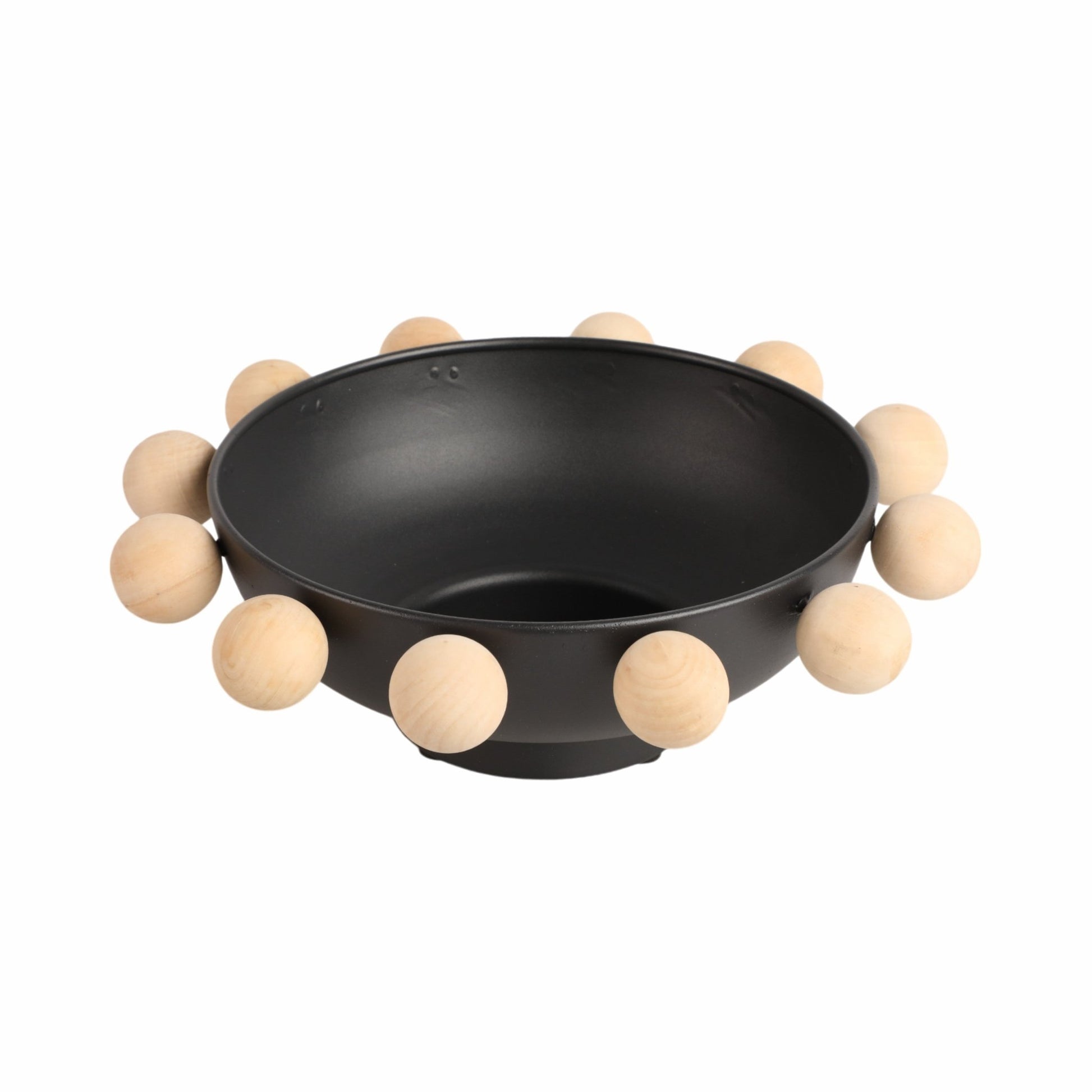 13" Bowl With Large Wooden Knobs, Black Table Decors| Sagebrook Home