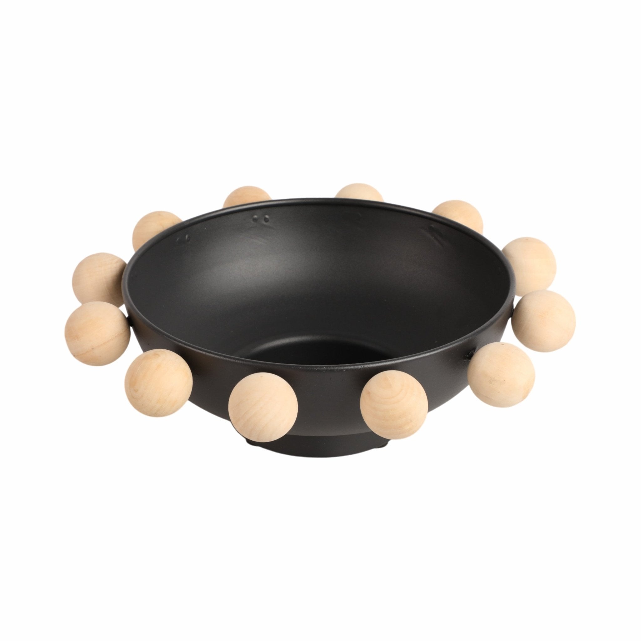 13" Bowl With Large Wooden Knobs, Black Table Decors| Sagebrook Home