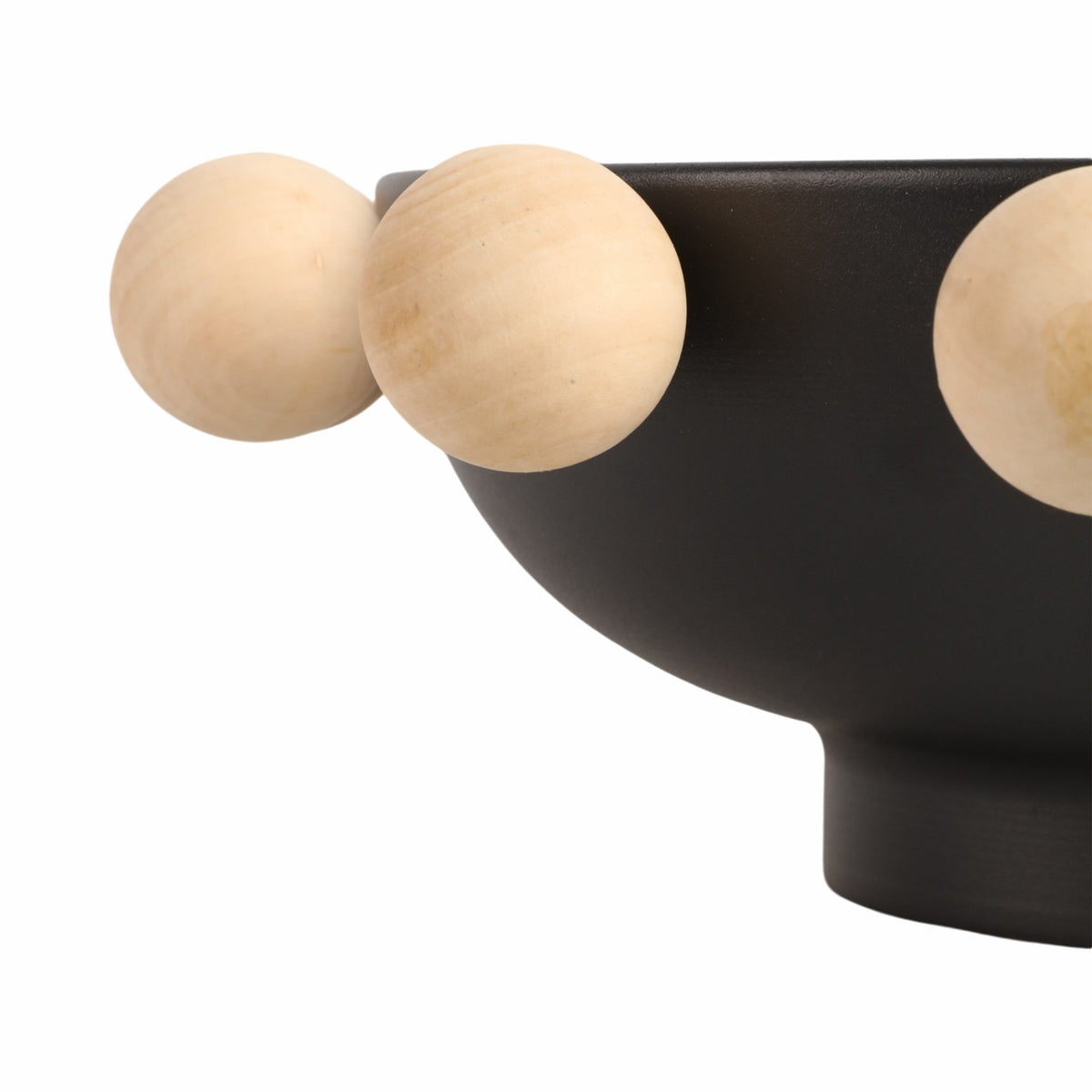 13" Bowl With Large Wooden Knobs, Black Table Decors| Sagebrook Home