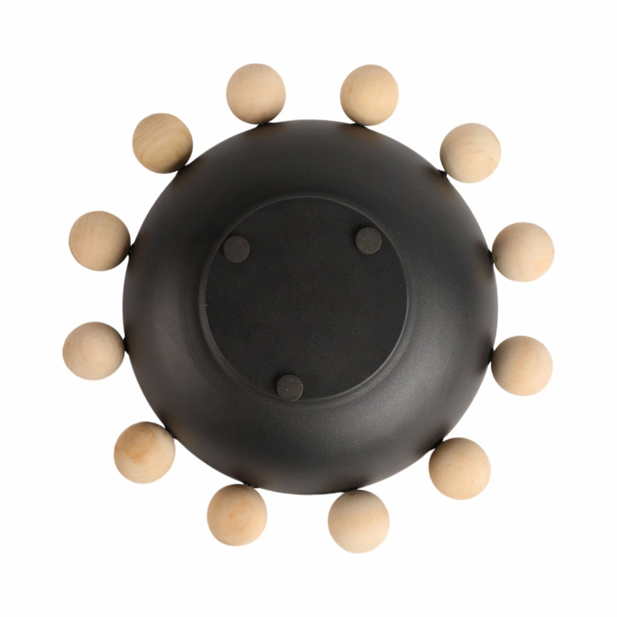 13" Bowl With Large Wooden Knobs, Black Table Decors| Sagebrook Home