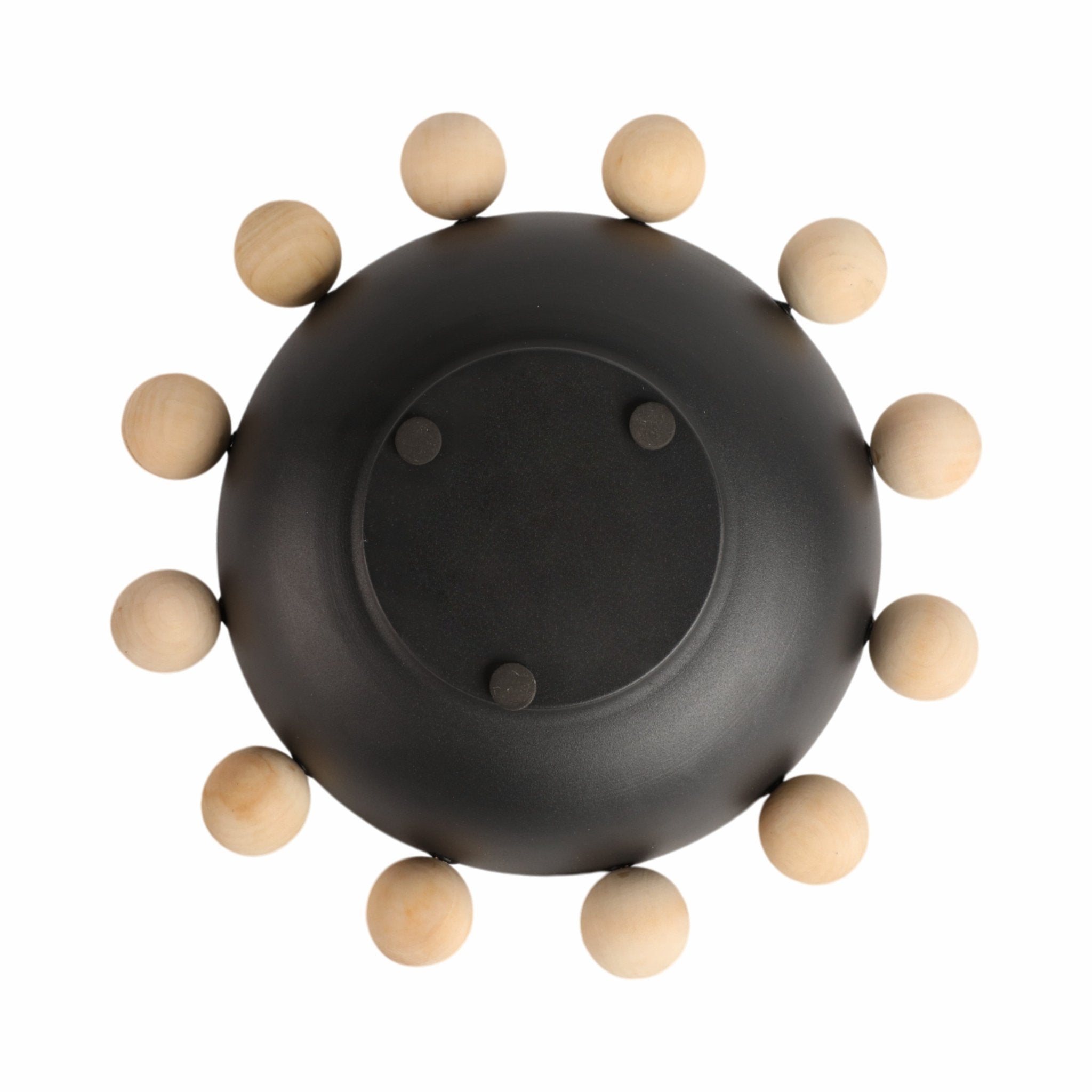 13" Bowl With Large Wooden Knobs, Black Table Decors| Sagebrook Home