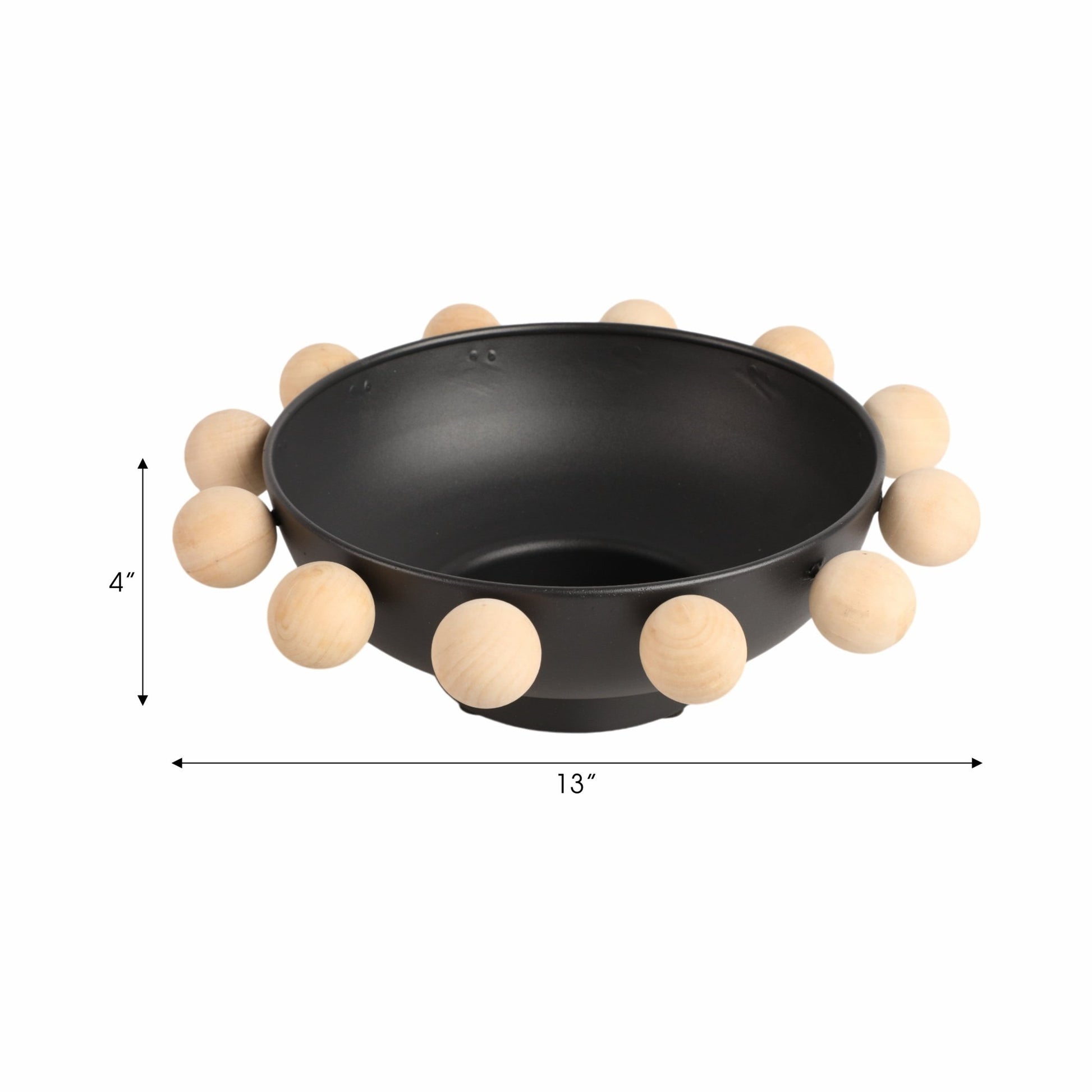 13" Bowl With Large Wooden Knobs, Black Table Decors| Sagebrook Home