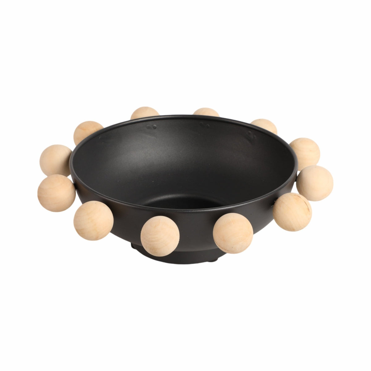 13" Bowl With Large Wooden Knobs, Black Table Decors| Sagebrook Home