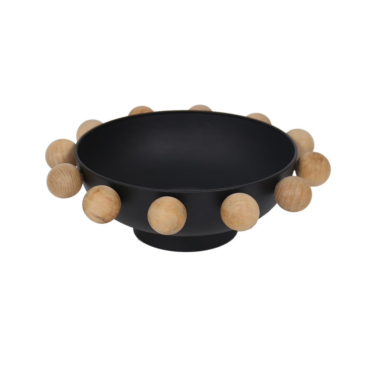 13" Bowl With Large Wooden Knobs, Black Table Decors| Sagebrook Home