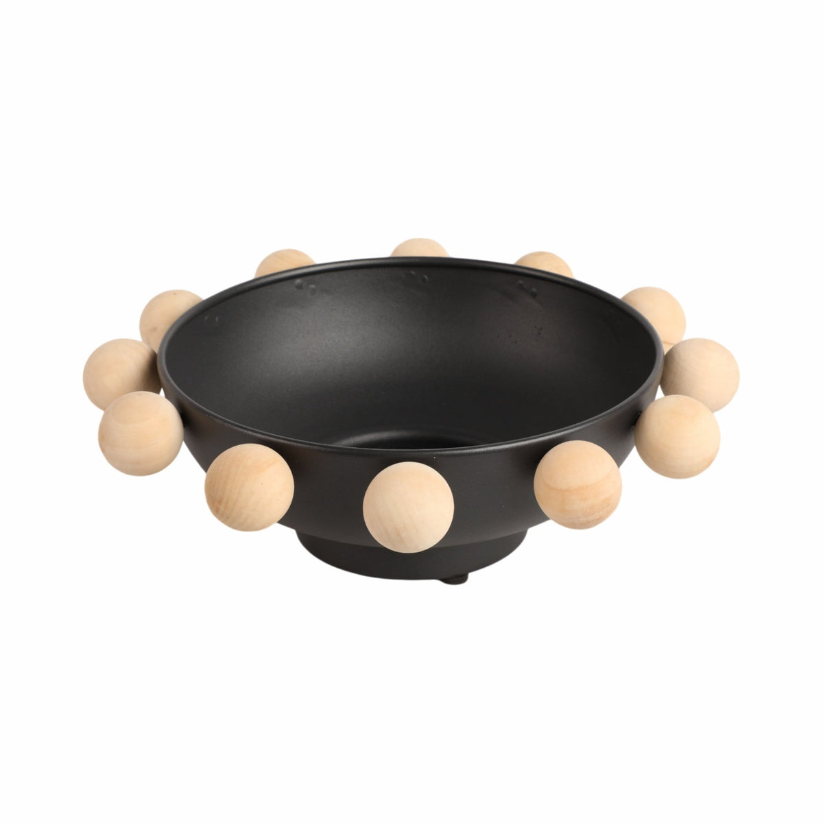 13" Bowl With Large Wooden Knobs, Black Table Decors| Sagebrook Home