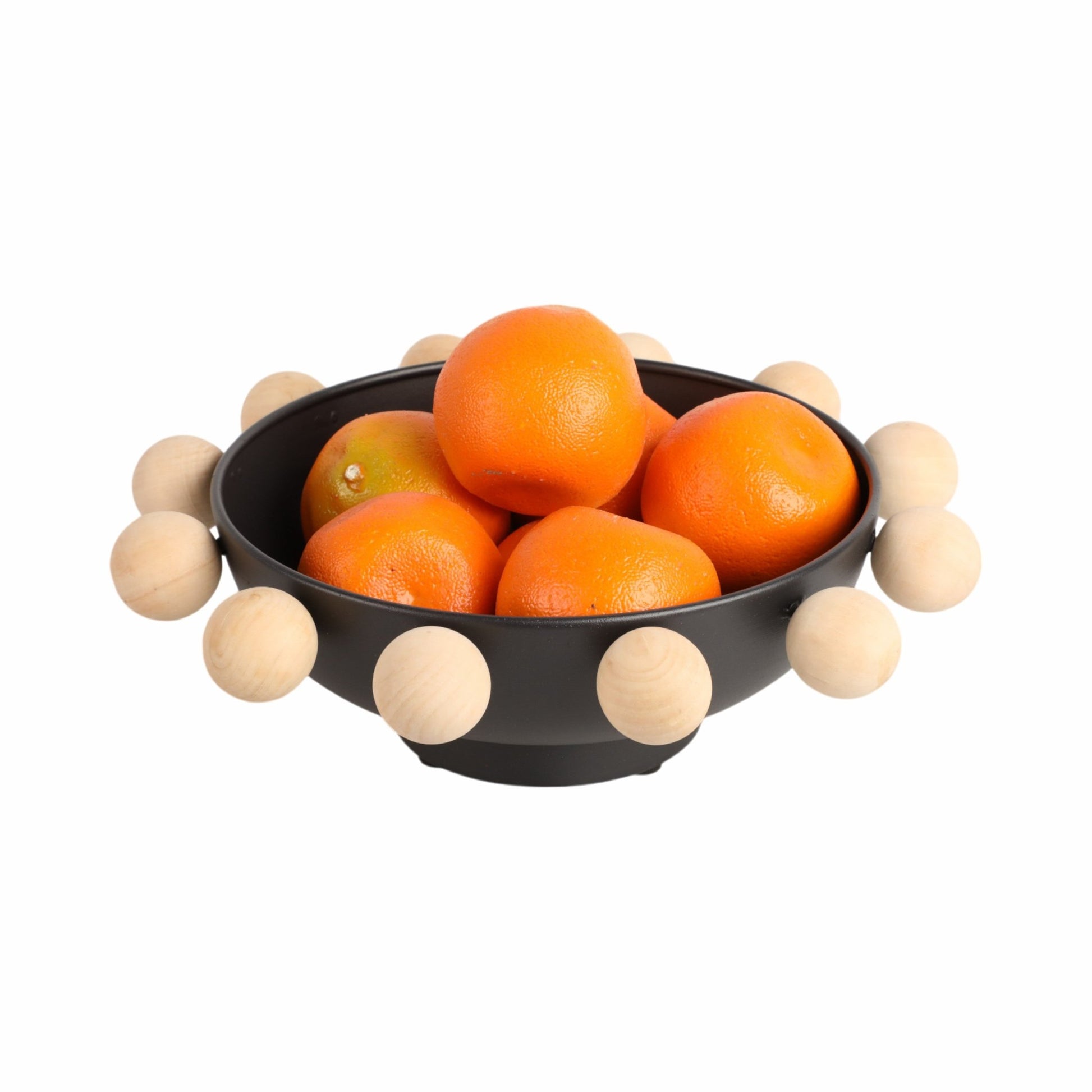13" Bowl With Large Wooden Knobs, Black Table Decors| Sagebrook Home