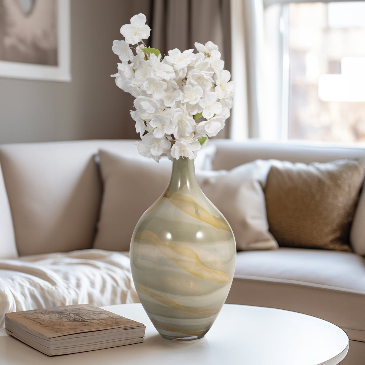 13" Charu Medium Green Vase Vases and Jars| Sagebrook Home