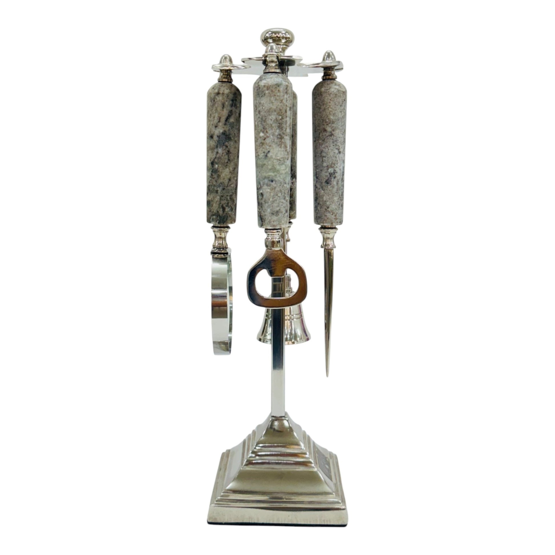 13" Eshel Beige Marble Desk Tool Set W/gift Box Table Decors| Sagebrook Home