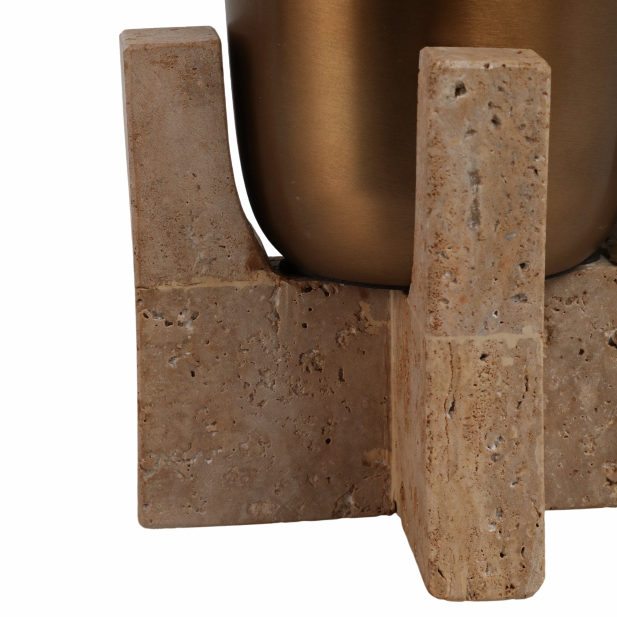 13" Fridley Small Vase With Travertine Base Vases and Jars| Sagebrook Home