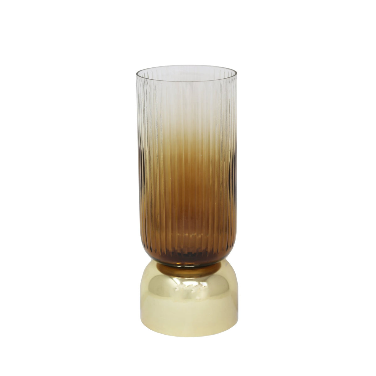 13" GLASS HURRICANE W/METAL BASE, AMB Candle Holders| Sagebrook Home