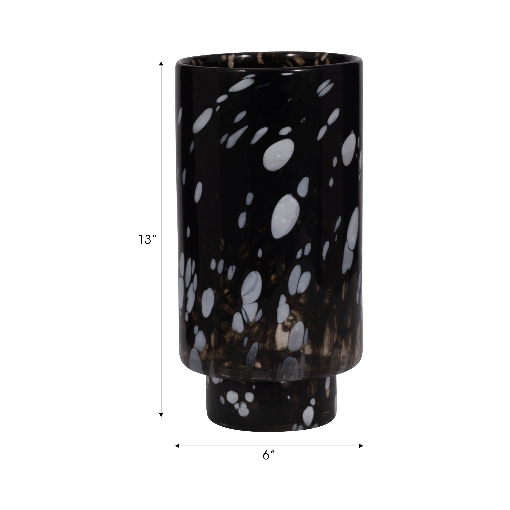 13" Hennie Large Black & White Glass Vase Vases and Jars| Sagebrook Home