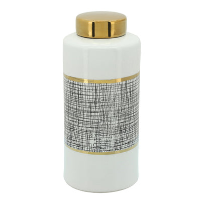 13" JAR WITH LID, GOLD - Al Rugaib Furniture