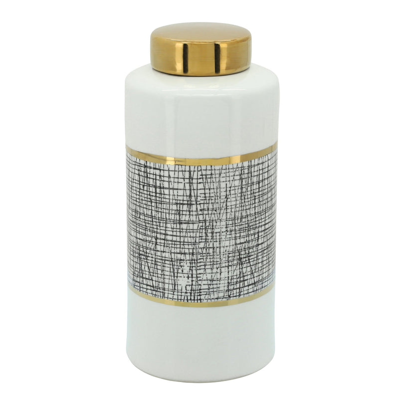 13" JAR WITH LID, GOLD - Al Rugaib Furniture