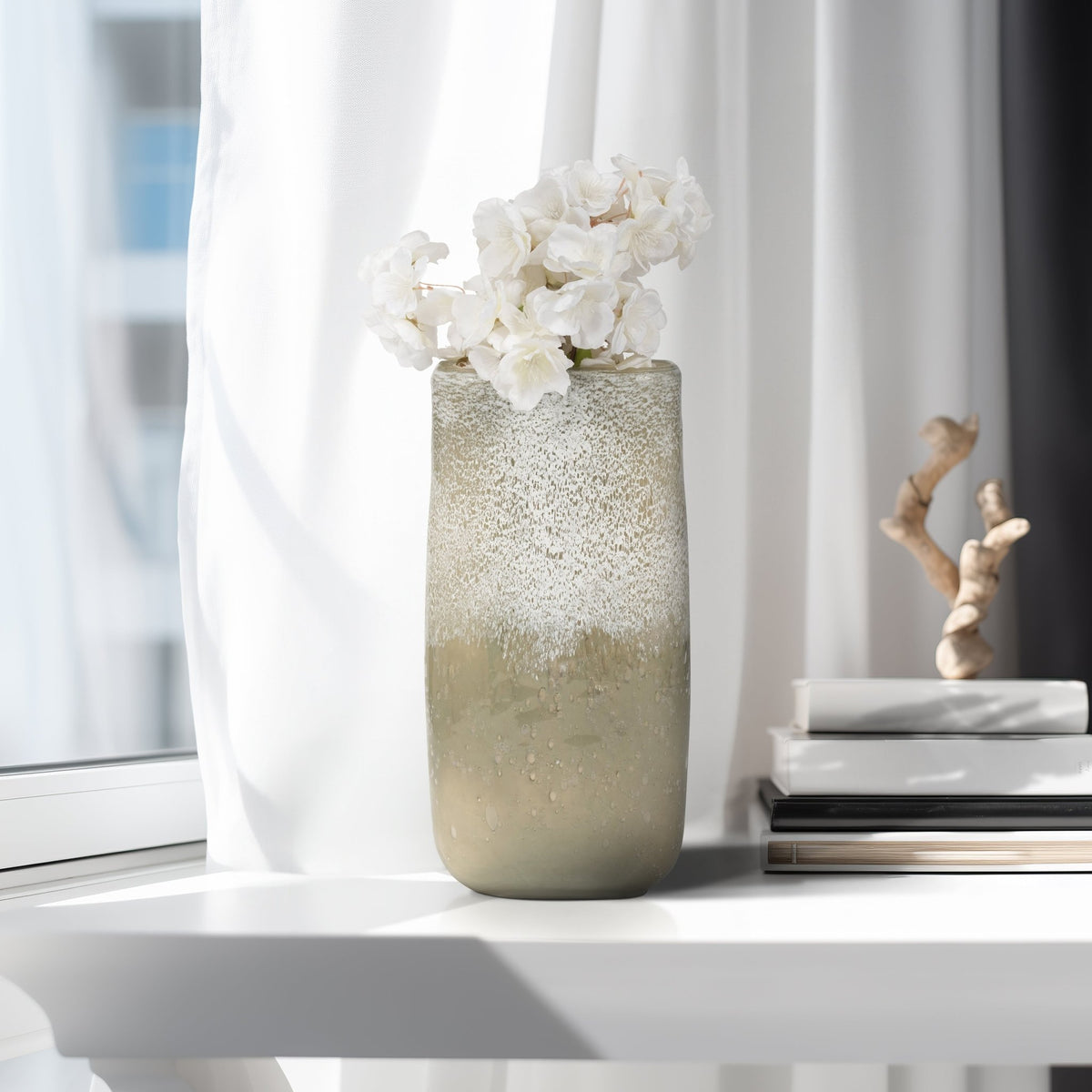 13" Mia Large Green Glass Vase Vases and Jars| Sagebrook Home