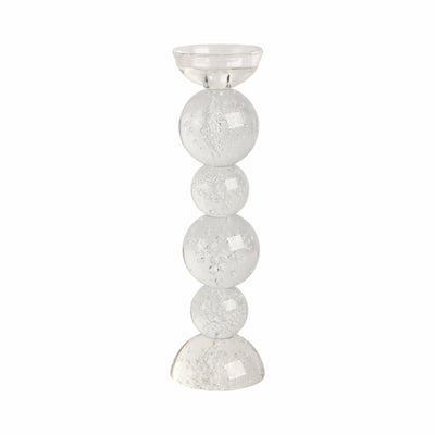 13" Multi Bubble Crystal Candle Holder W/ Taper, C - Al Rugaib Furniture