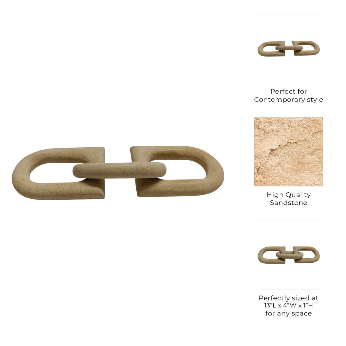 13" Nonnilcarved Standstone Chain Object Table Decors| Sagebrook Home