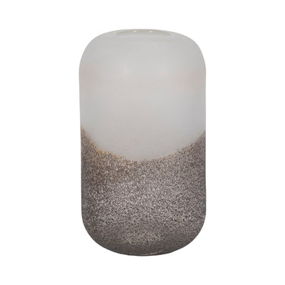 13" OMBRE CYLINDER VASE, WHITE/GREY - Al Rugaib Furniture