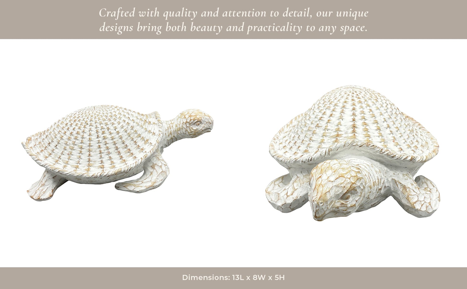 13" Sea Turtle Woven Pattern, White Table Decors| Sagebrook Home