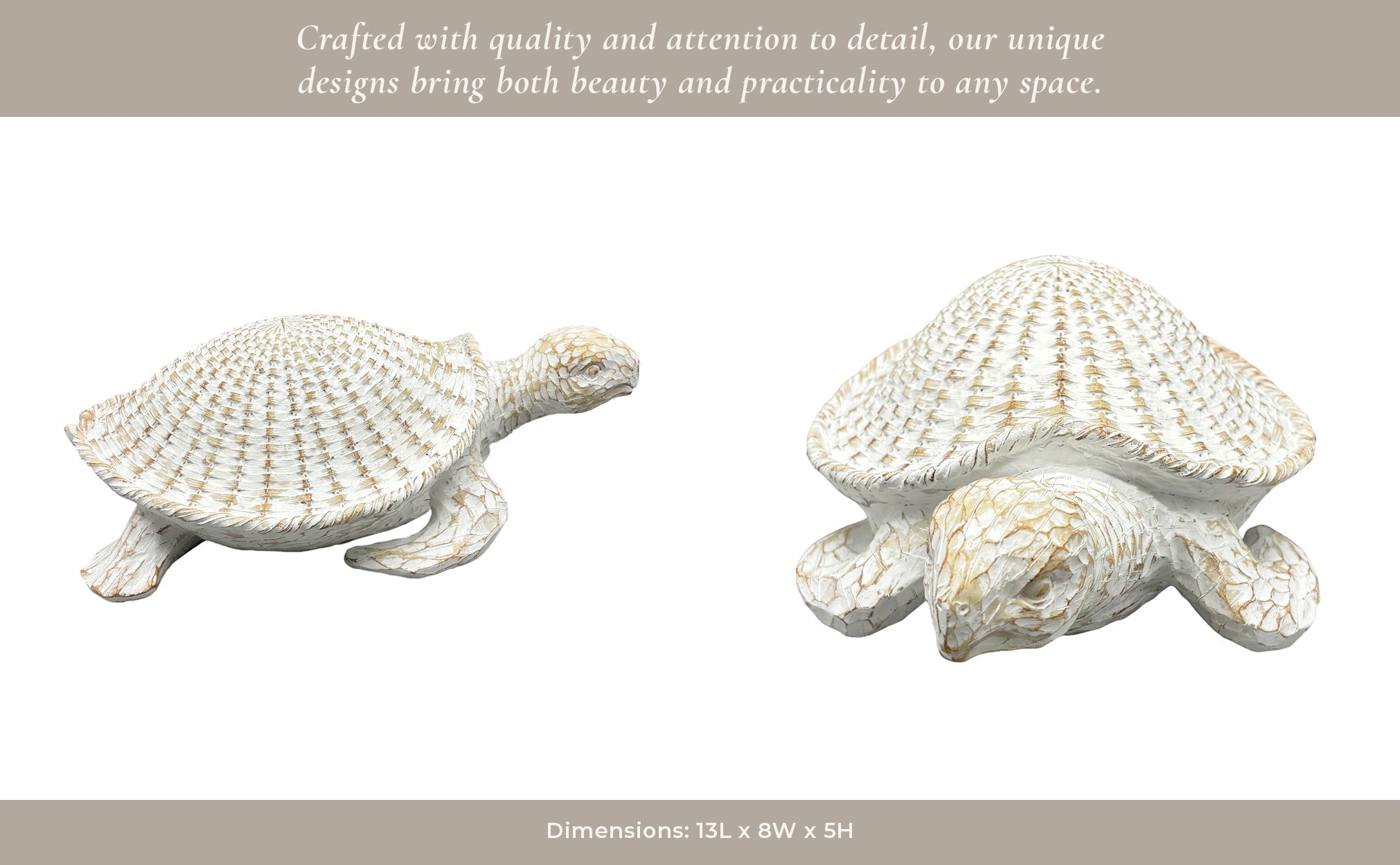13" Sea Turtle Woven Pattern, White Table Decors| Sagebrook Home