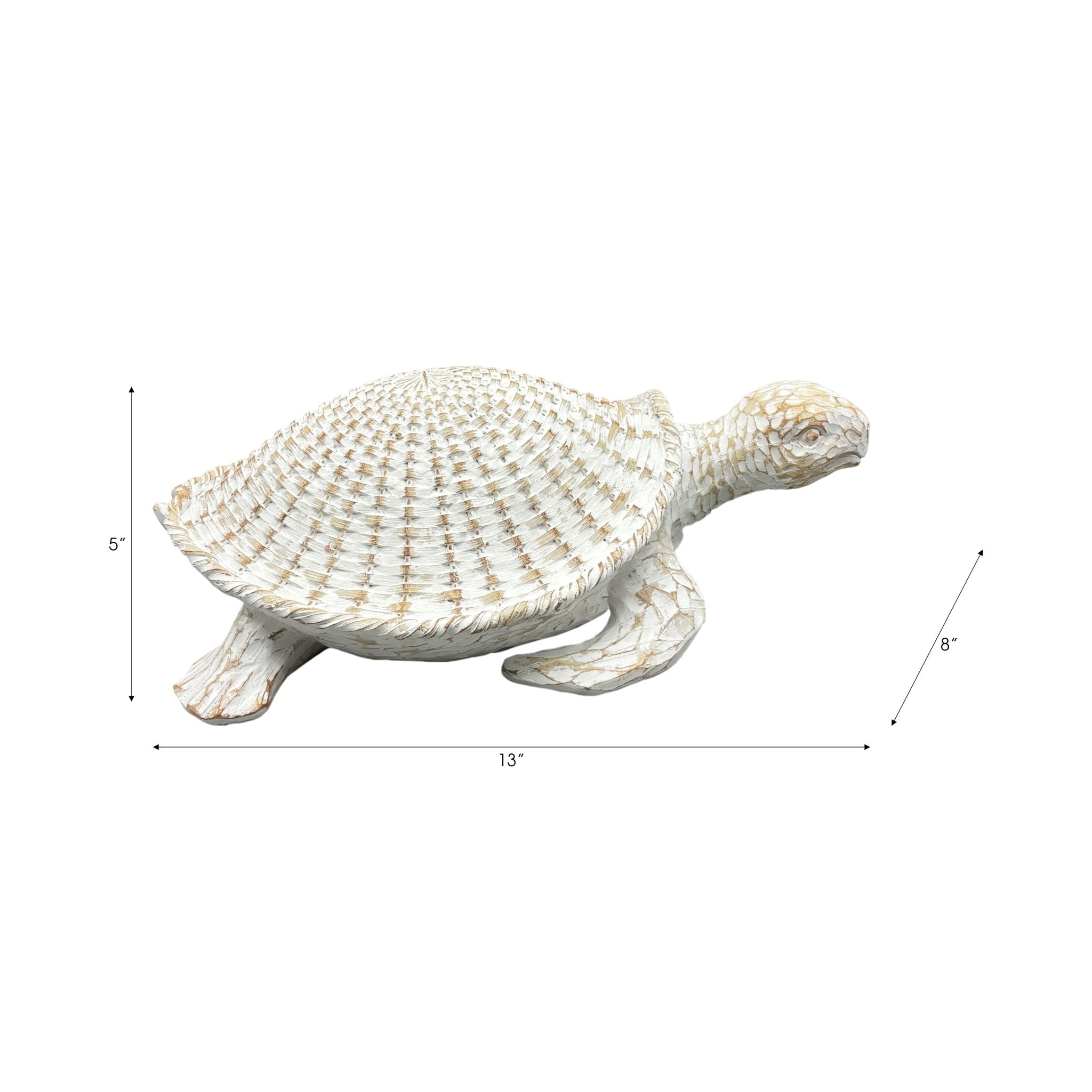 13" Sea Turtle Woven Pattern, White Table Decors| Sagebrook Home