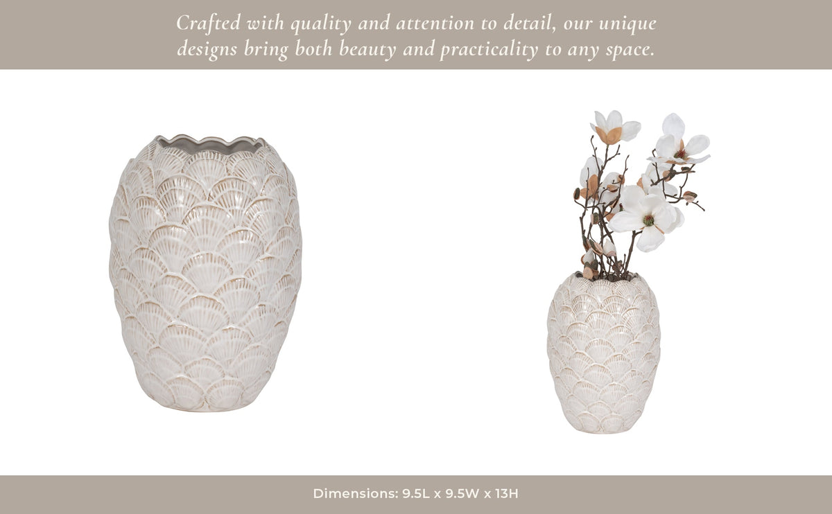 13" Seashells Vase, White Vases and Jars| Sagebrook Home