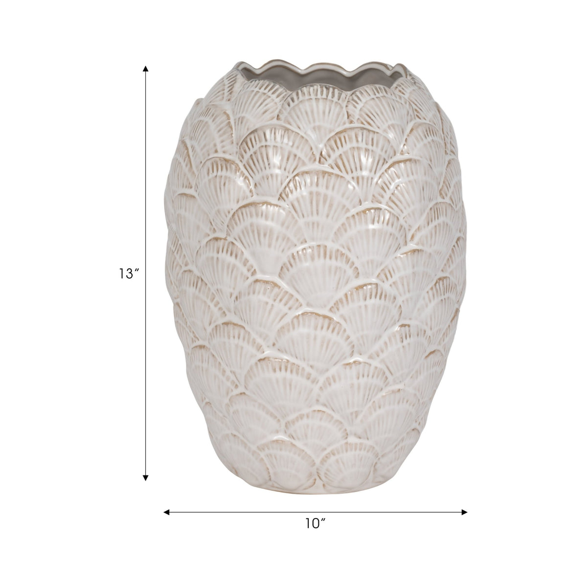 13" Seashells Vase, White Vases and Jars| Sagebrook Home