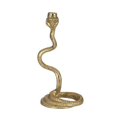 13" Snake Taper Candle Holder, Gold - Al Rugaib Furniture