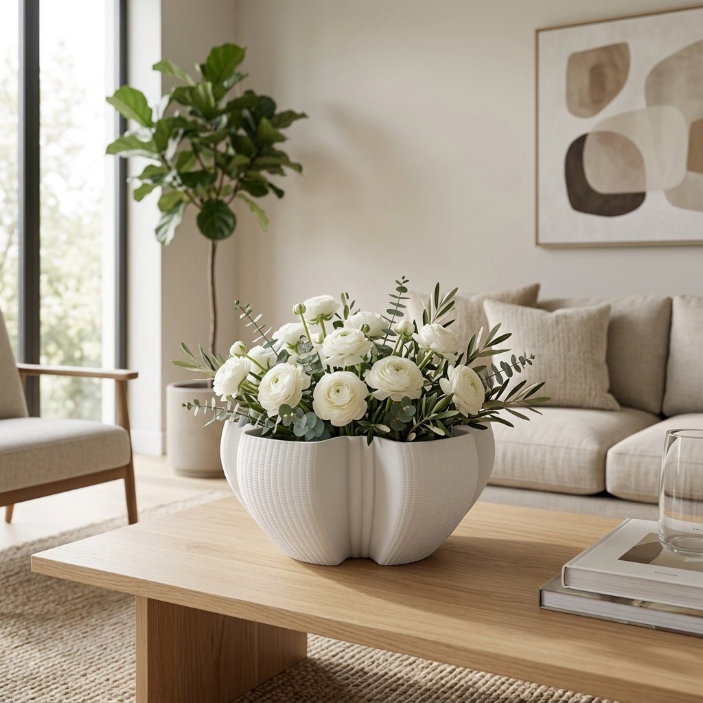 13" Voluta 3d Printed Bowl, White Bowl| Sagebrook Home