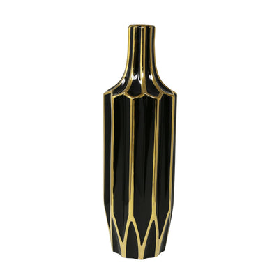 Decorative Ceramic Vase, Gold/Black