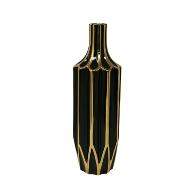 Decorative Ceramic Vase, Gold/Black