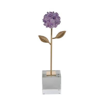 AMETHYST BALL GOLD FLOWER 13.75