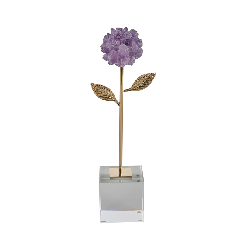 AMETHYST BALL GOLD FLOWER 13.75