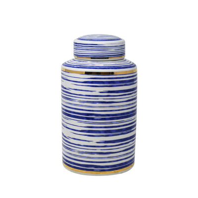 STRIPED WHITE/BLUE/GOLD JAR 12