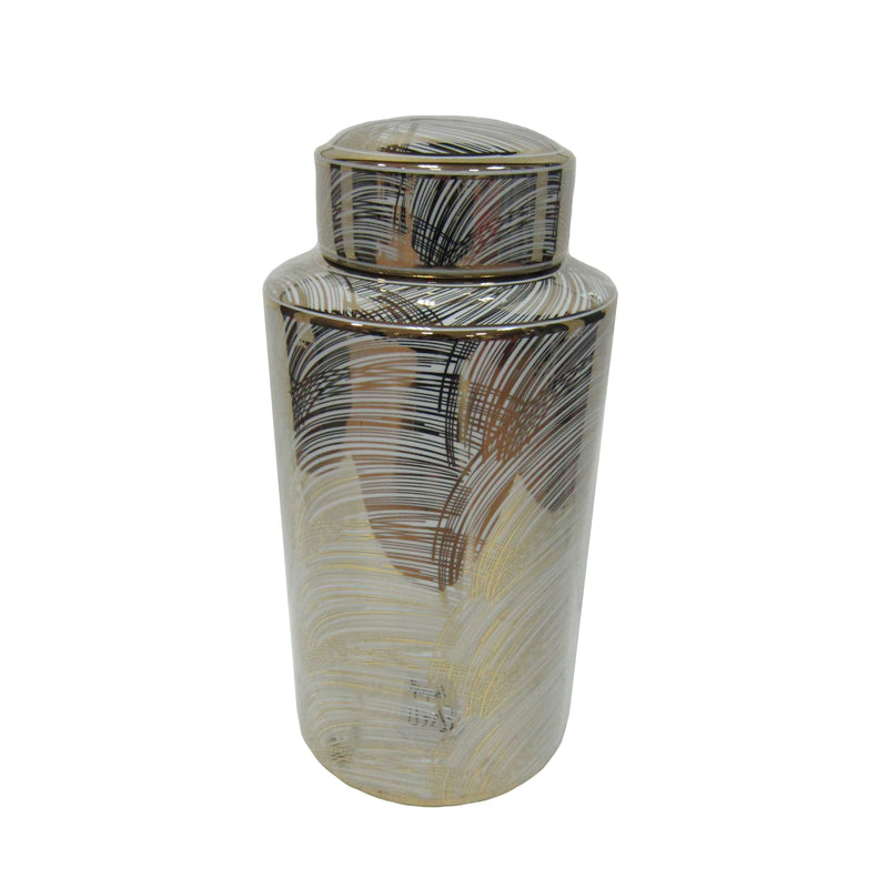 WHITE/GOLD BRUSHED JAR 15.75