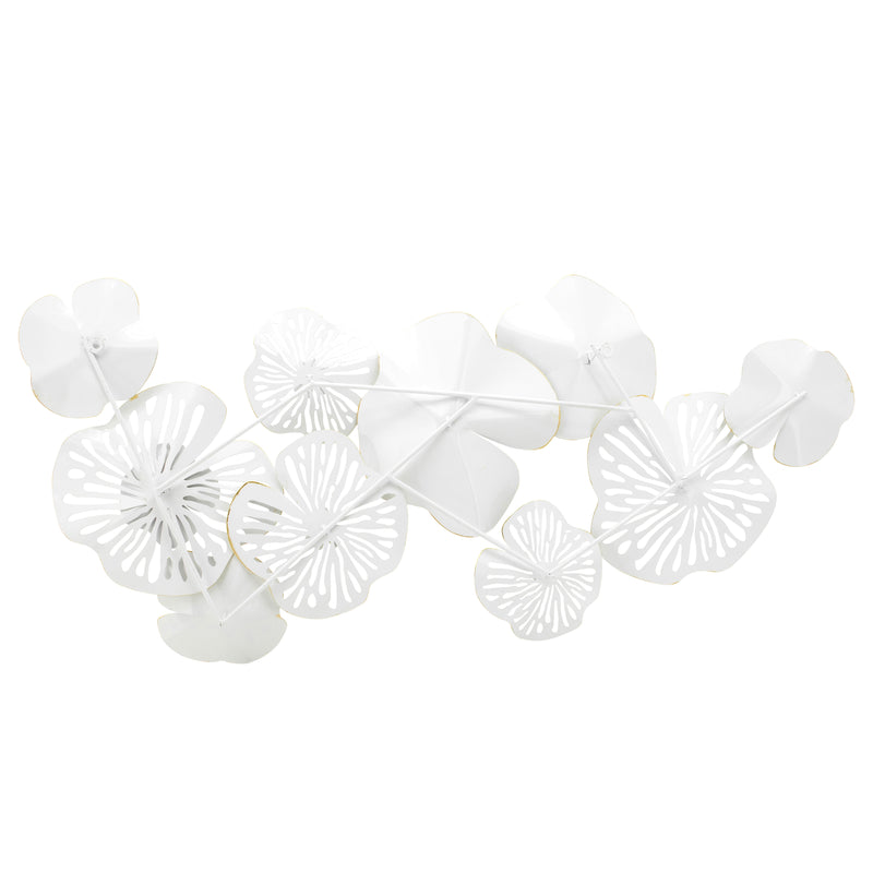 METAL FLOWERS WALL DECO, WHITE/GOLD