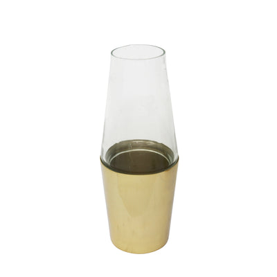 10.5 METAL & GLASS VASE, GOLD