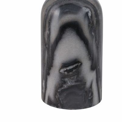 طاولة مشروبات بسطح رخام رمادي أنيق وقاعدة أنابيب MS