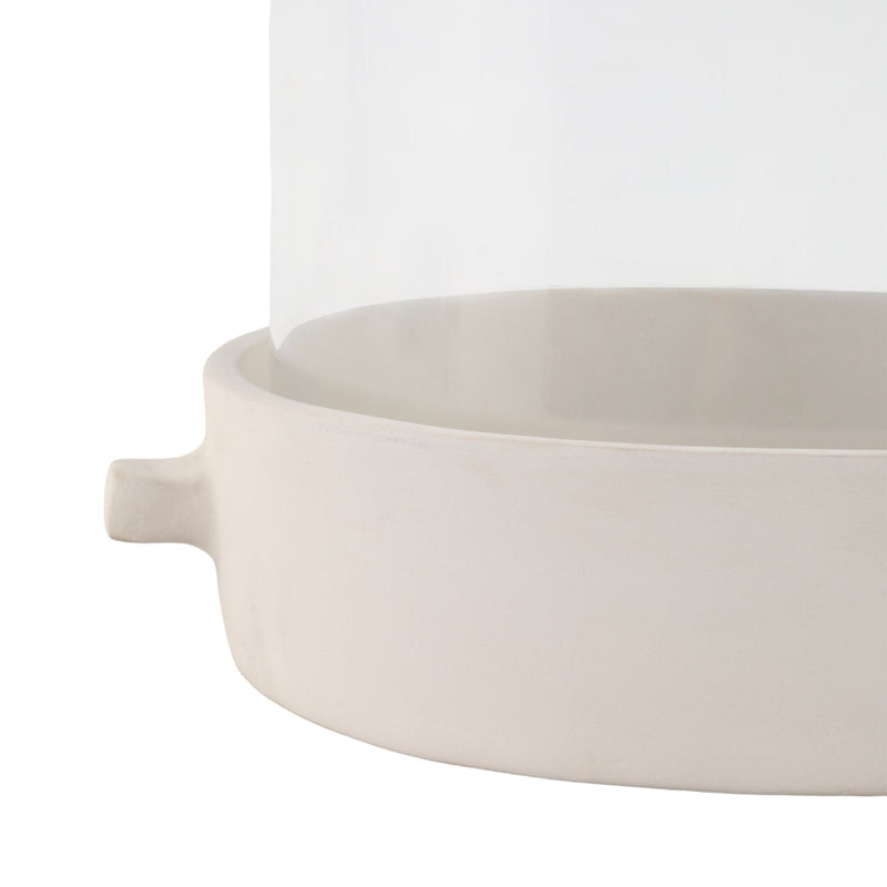 13x13" Terracotta Hurricane Pillar Holder, White - Al Rugaib Furniture