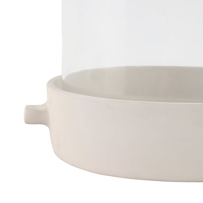 13x13" Terracotta Hurricane Pillar Holder, White - Al Rugaib Furniture