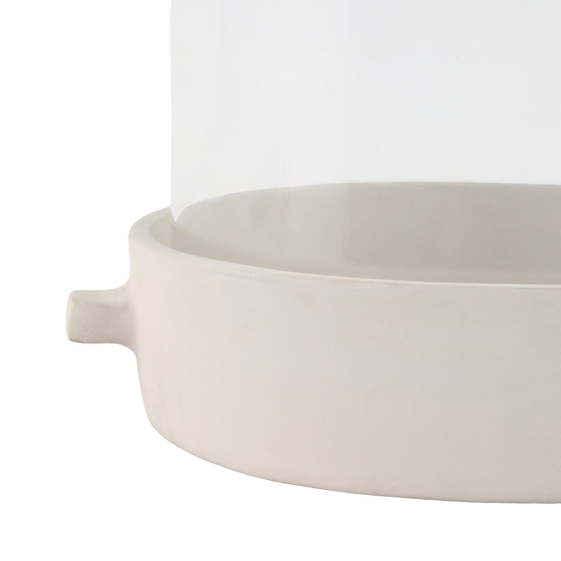 13x13" Terracotta Hurricane Pillar Holder, White - Al Rugaib Furniture