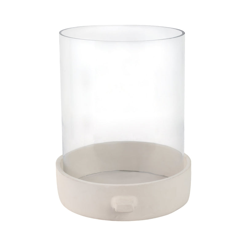 13x13" Terracotta Hurricane Pillar Holder, White - Al Rugaib Furniture