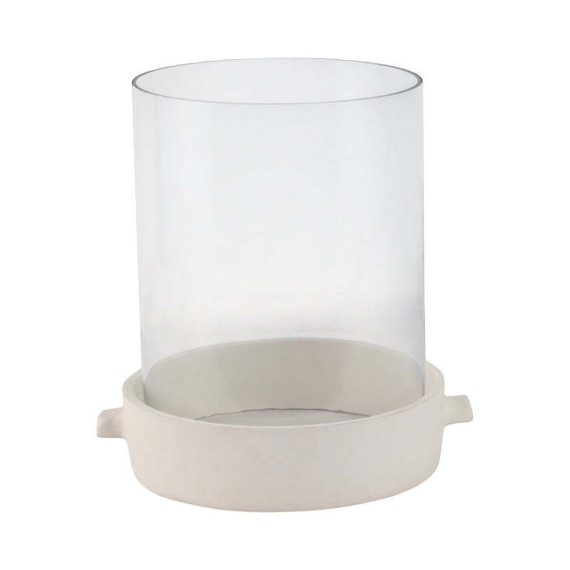 13x13" Terracotta Hurricane Pillar Holder, White - Al Rugaib Furniture