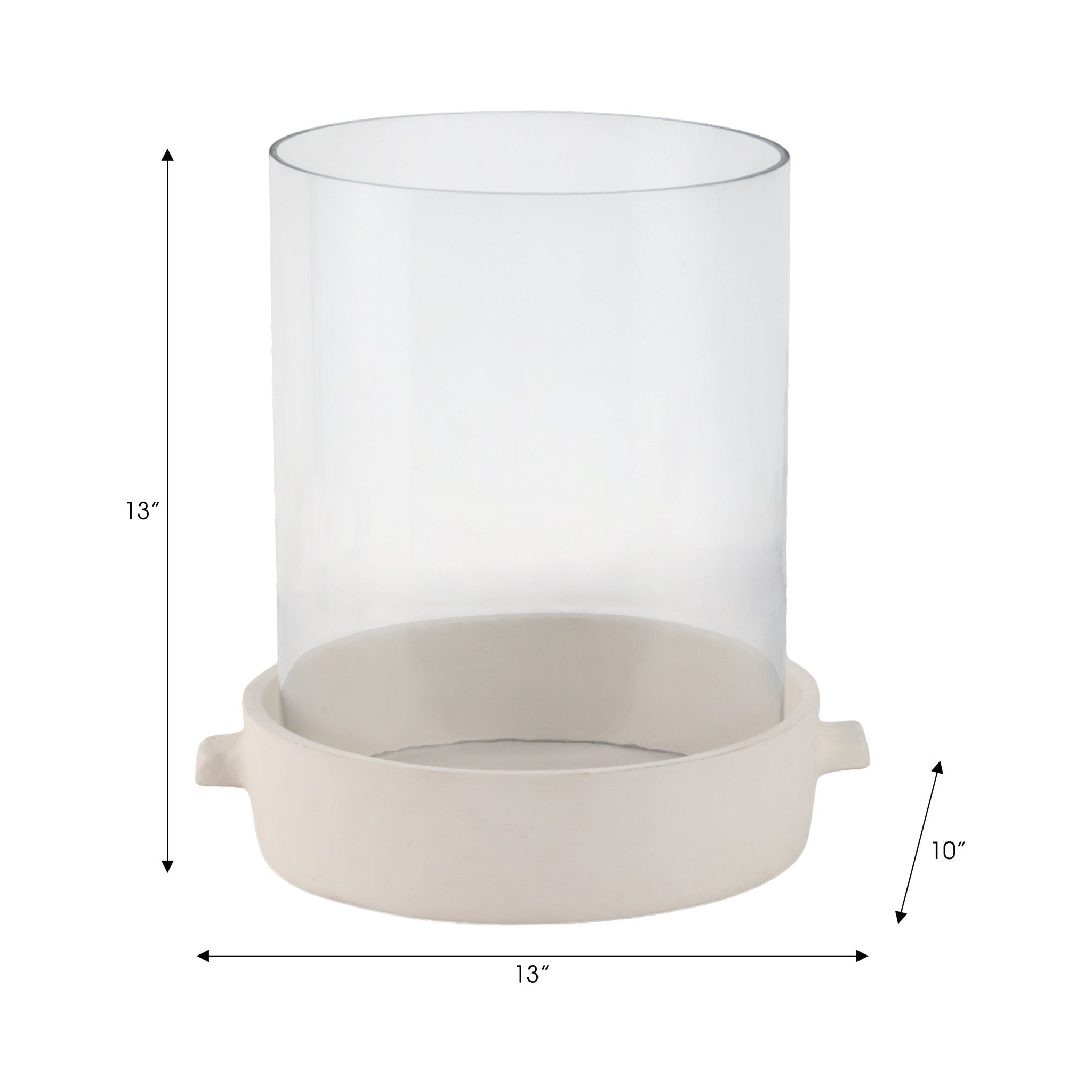 13x13" Terracotta Hurricane Pillar Holder, White Candle Holders| Sagebrook Home