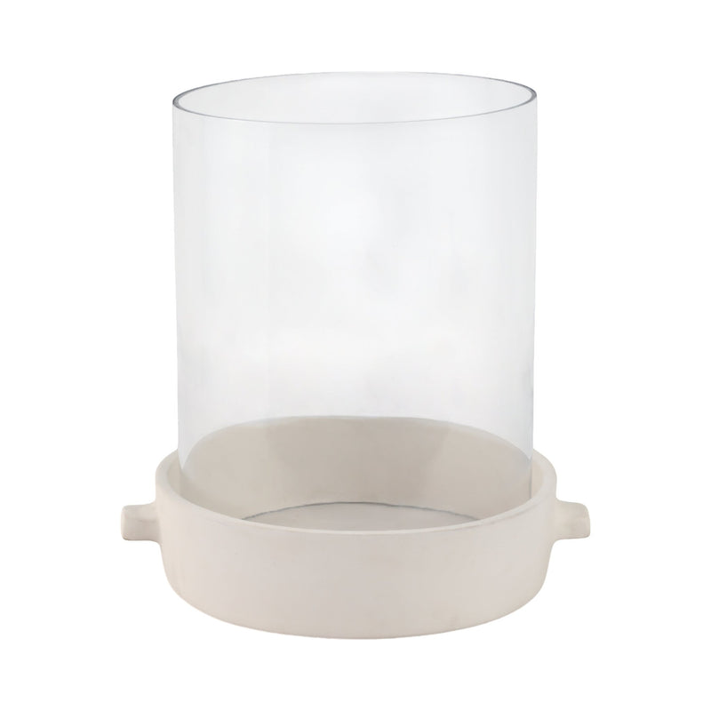 13x13" Terracotta Hurricane Pillar Holder, White - Al Rugaib Furniture