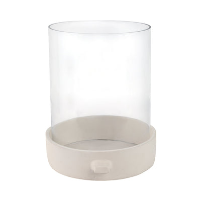 13x13" Terracotta Hurricane Pillar Holder, White - Al Rugaib Furniture