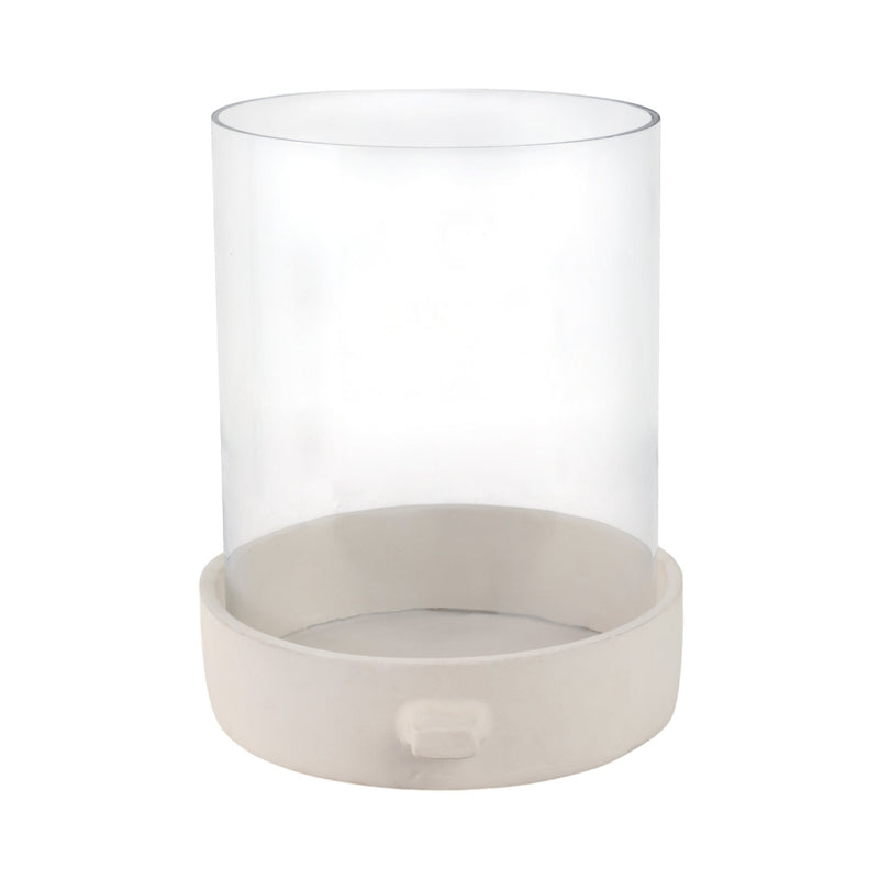 13x13" Terracotta Hurricane Pillar Holder, White - Al Rugaib Furniture