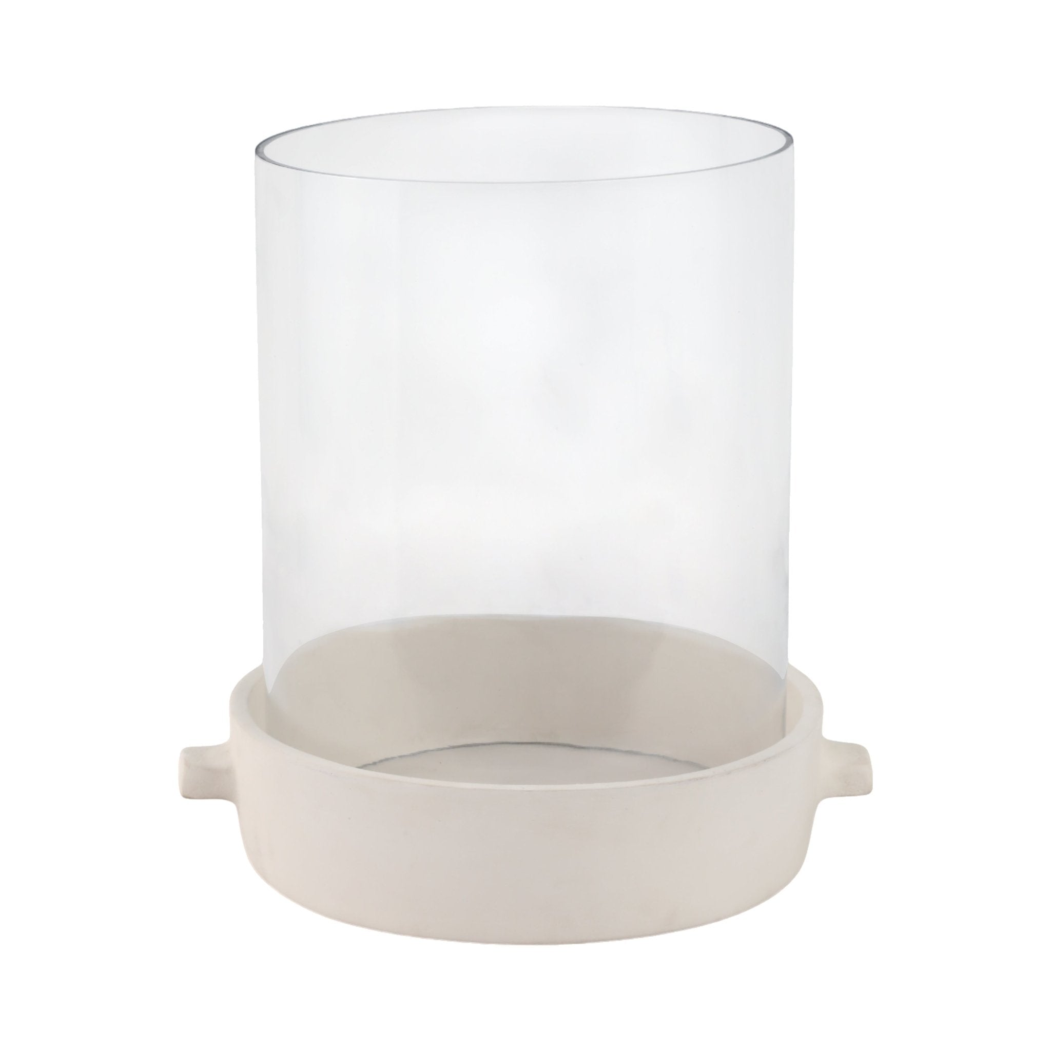 13x13" Terracotta Hurricane Pillar Holder, White Candle Holders| Sagebrook Home