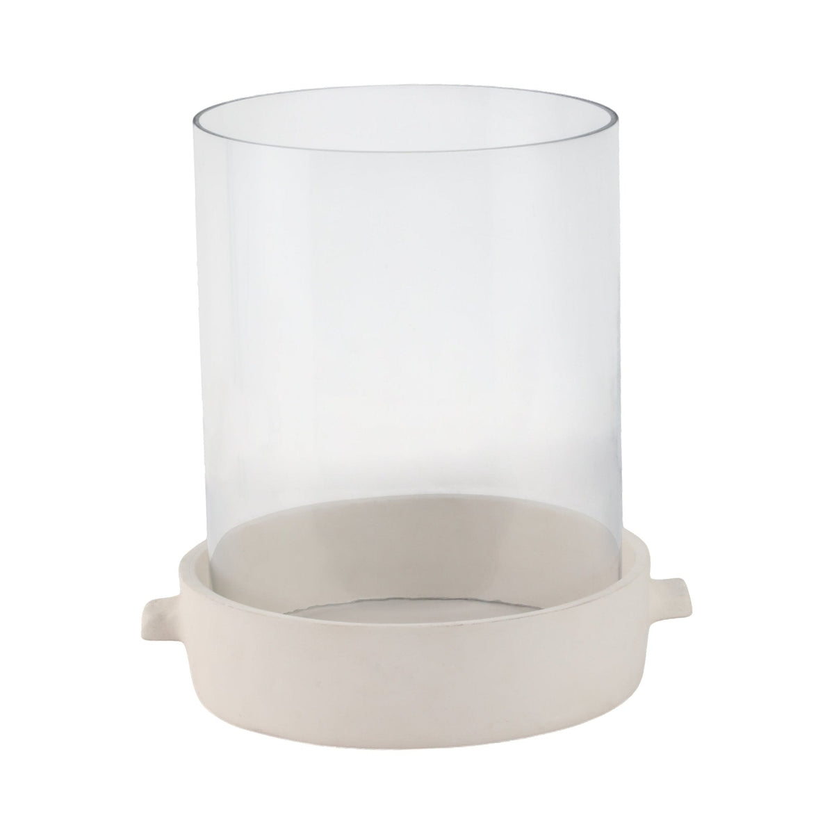 13x13" Terracotta Hurricane Pillar Holder, White Candle Holders| Sagebrook Home