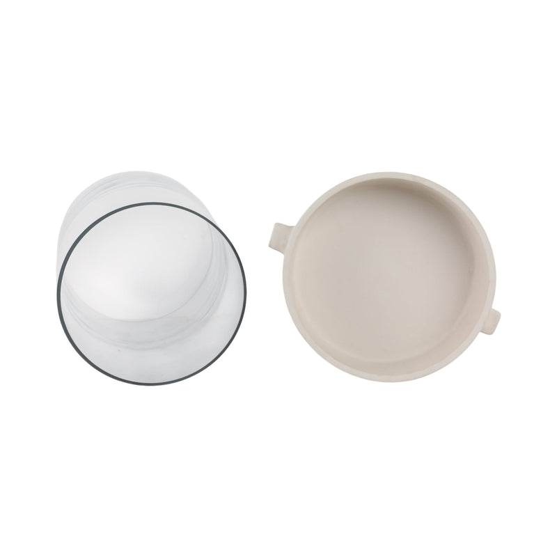 13x13" Terracotta Hurricane Pillar Holder, White - Al Rugaib Furniture