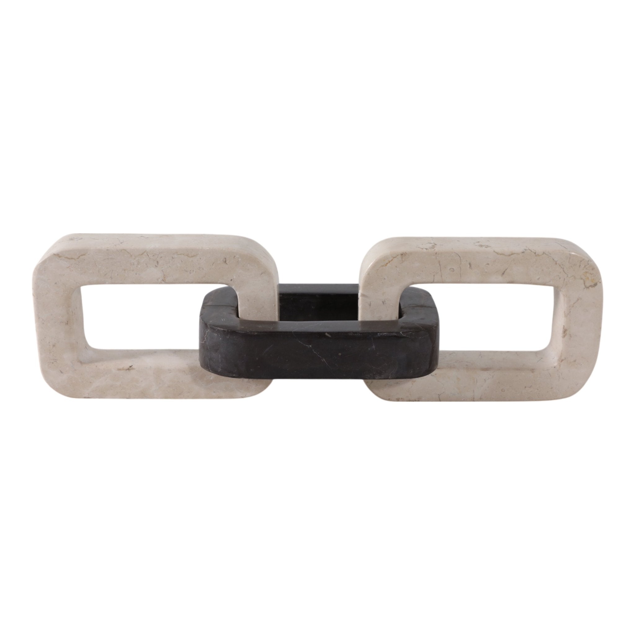 13x4" Marble Chain Link Object, Ivory/ Black Table Decors| Sagebrook Home
